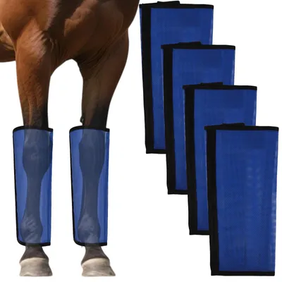 4er-Set Mesh-Fliegenstiefel für Pferde, atmungsaktiv, blau