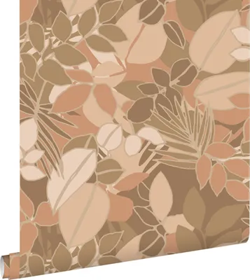 Produktbild von ESTAhome Tapete Blätter Beigebraun und Terrakottarosa 50 x 900 cm