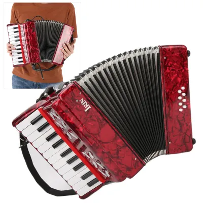 Obrázok produktu pre IRIN Akordeón, klaviatúra, 8 basových klapiek, 22 kláves, hudobný nástroj pre deti, vhodný pre začiatočníkov, určený pre deti s výškou 110-140 cm alebo pre začiatočníkov