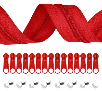 5m Endlos-Reißverschluss 3mm mit 10 Zippern und 15 Endstücke kirschrot