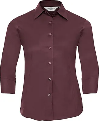 Produktbild von Russel Damen Business Oberteil Shirt Stretch Bluse T-Shirt halbarm, Größe:XL, Farbe:Port