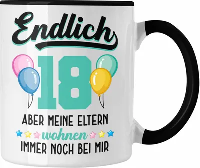 Produktbild von Trendation - 18. Geburtstag Tasse Geschenk Mädchen Jungen Geschenkidee Lustig Spruch 18 Geschenke Geschenkideen zum 18 Bday 18er Erwachsen (Schwarz)