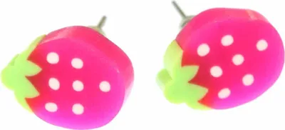 Produktbild von Erdbeere Ohrstecker Miniblings Stecker Ohrringe Erdbeer Beere Frucht pink