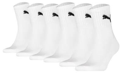 Produktbild von PUMA Uni Sportsocken, 6 Paar - Short Crew Socks, Tennissocken, einfarbig Weiß 47-49