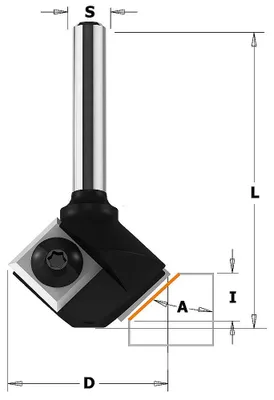 Immagine prodotto di IGM | Fresa angolare a lama HW 45° Ø29x8 / gambo Ø8 mm