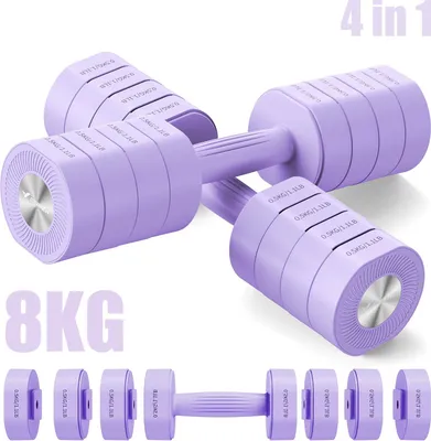 Image de Haltère Musculation Réglable 4-en-1 - MERACH, Lot de 2 Poids de 1 à 4KG, à Domicile ou en Salle De Sport, pour Hommes et Femmes, Violet