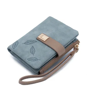 Produktbild von Kleine Geldbörse Damen – Portemonnaie aus 100% veganem Leder, weiches & kompaktes Design, praktischer Geldbeutel mit vielen Kartenfächern A0495