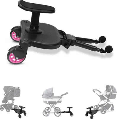 Immagine prodotto di Buggy board upgrade pedana universale Kiddy pedana passeggino accessori con sedile Rosa
