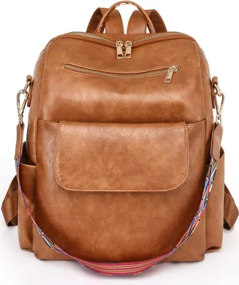 Image de (Marron) Femme Sac à dos en cuirPolyuréthanePorte-monnaie Design polyvalent Sacs à main et sac à bandoulière en cuirPolyuréthaneSac de voyage