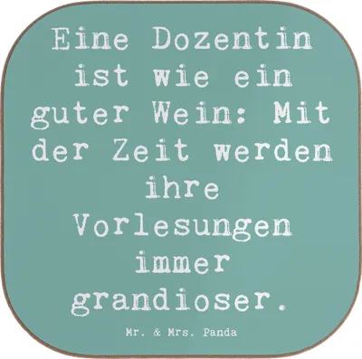 Produktbild von Mr. & Mrs. Panda Holzuntersetzer Spruch Dozentin Genuss - Meeresbrise - Geschenk, Untersetzer Tasse, Wertschätzung, handgefertigte Geschenke, kreative, Berufsprodukte