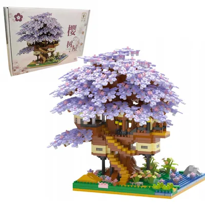 Immagine prodotto di Set di costruzioni Lebula, albero di ciliegio con fiori, casetta, 2229 elementi