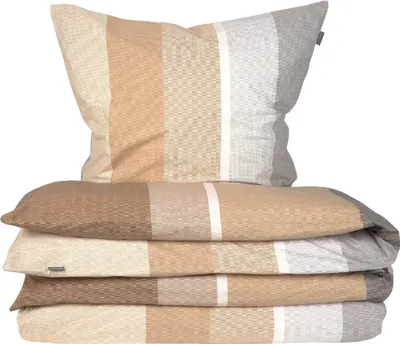 Produktbild von Schiesser Bettwäscheset Endy Stripes | 2-teilig | Gestreift | Renforcé | 100 % Baumwolle | Reißverschluss | 135x200cm + 80x80cm | Sand