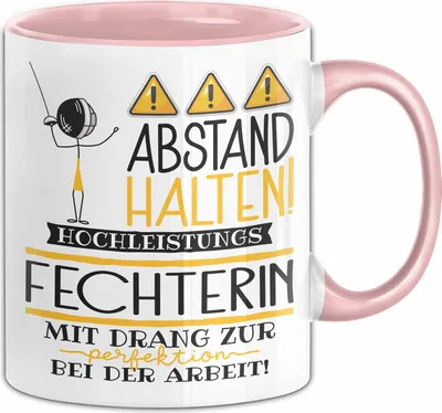 Produktbild von Fechterin Tasse Geschenk Lustig Abstand Halten Hochleistungs-Fechterin Mit Drang Zur Perfektion Bei Der Arbeit (Rosa)
