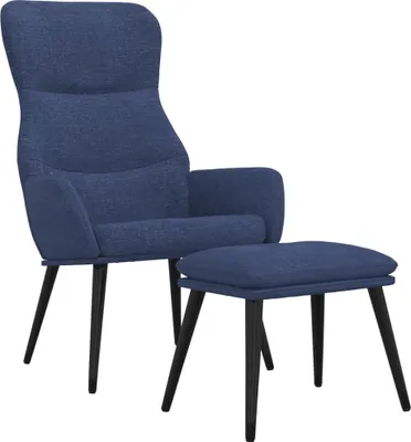 Obrázek produktu pro vidaXL Relaxační křeslo s taburetem Modrá tkanina