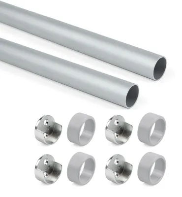 Produktbild von Emuca Satz von 2 runde Korpusschienen D.28mm Länge 0,75m mit Halterungen,