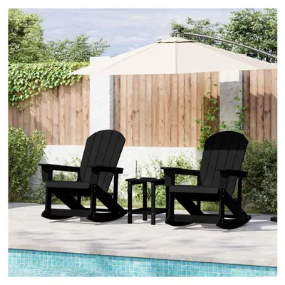 Produktbild von Adirondack Schaukelstühle 2er-Set, Schwarz HDPE, wetterfest, für Veranda, Garten, Terrasse, Außenbereich