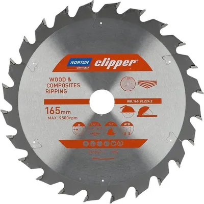 Produktbild von NORTON KREISSÄGE 165 mm x 20 mm x 24z HOLZ & VERBUNDWERKSTOFFE ATB (2,6 / 1,6)