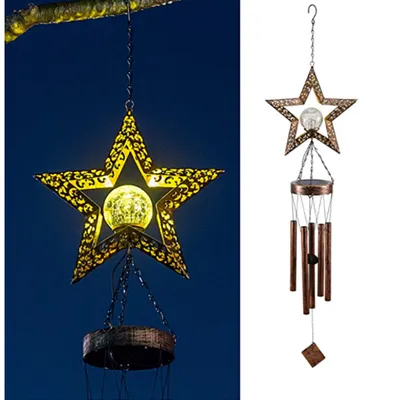 Imagen del producto de Adorno para jardín con energía solar, forma de estrella, color amarillo