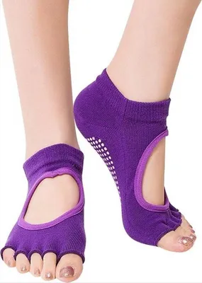 Produktbild von CHPN - Yoga-Socken - Sportsocken - Yoga - Anti-Rutsch - Lila Socken - Fröhliche farbige Socken - Socken - Yoga-Socke - Zehensocken - Tanzsocken - 36-40