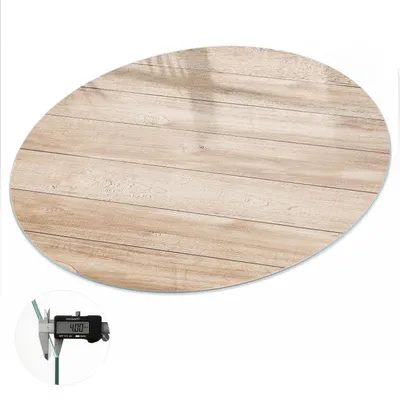 Produktbild von Glas Tischplatte fi60 cm – Tischauflage aus gehärtetem Glas – Glasplatte für Esstisch – Küchentischplatte aus Glas – Tischschutz Glas modern – Dekorative Glasplatte – Pflegeleichte Glastischplatte – Sicherheitsglas Tischplatte – Holzmuster
