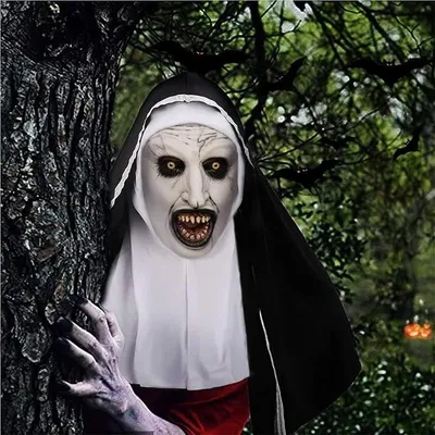 Produktbild von Halloween Nonnen Maske Kostüm, Gruselige Nonne Vollkopfmaske aus Latex Perfekt für Halloween, Horror-Events und Kostümpartys,Uni Cosplay Requisiten
