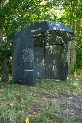 Produktbild von Zebco Sturmschirm Storm, 2,5 m, mit abnehmbaren Seitenteilen und Fenstern für Karpfenangler