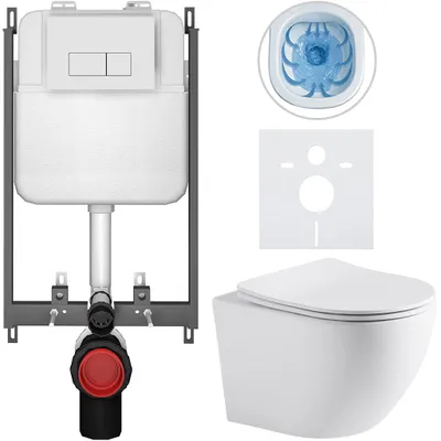 Obrázok produktu pre Podomietkové WC súprava Cesso – biela, matná – ovládacie tlačidlo Prime/Modulo, biele – určená na murovanie – 49x36 cm