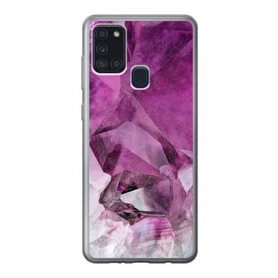 Produktbild von MuchoWow® Handyhülle Schutzhülle Hülle für Samsung Galaxy A21s Naturstein - Lila - Luxus Silikon Softcase Handy Hülle - Hartschale