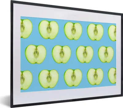 Produktbild von MuchoWow® MuchoWow® Gerahmtes Poster Apfel - Muster - Farben 40x30 cm - Poster mit zchwarzem Bilderrahmen - Bilderrahmen - Poster im Rahmen