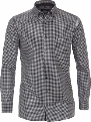 Produktbild von CASAMODA Herren Businesshemd Langarm Button-Down Comfort-Fit Anthrazit kariert 50