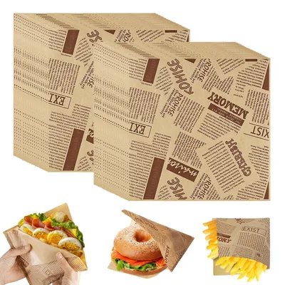 400 Papier-Hamburgerbeutel, fettabweisend, 15 x 15 cm