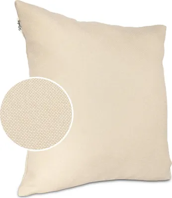 Produktbild von Dekokissen 50x50cm Kissenhülle ohne Füllung Kissenbezug mit Reißverschluss Tizi Leinen-Optik Uni Creme