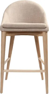 Produktbild von Miliboo - Skandinavische Barhocker aus beigem Stoff und massiver Esche H66 cm (2er-Pack) DALIA