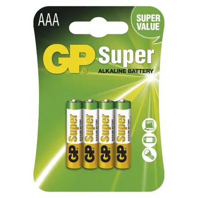 GP Alkalická baterie Super AAA (LR03), 4 ks, B1311
