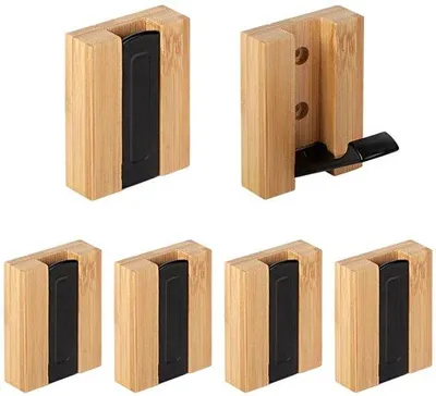 Obrázek produktu pro Moderní nástěnné háčky z bambusu, 6 kusů, na svetry, kabáty, šály, tašky a další