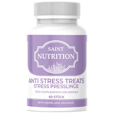 Produktbild von Saint Nutrition® Anti Stress Presslinge - für Hunde & Katzen - Angststörung - gegen Angst und innere Unruhe - Beruhigungsmittel- Stress Hund