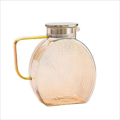 Produktbild von 2,2 Liter Glas-Wasserkrug mit tropffreier Ausgussvorrichtung, Edelstahl-Silikon-Deckel