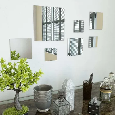 Produktbild von Möbel 7-teiliges Wandspiegelset Quadratisch Glas - Wandspiegel 245696