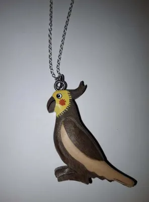 Produktbild von Kette mit Holzanhänger Nymphensittich, Ketten Modeschmuck Tiere Tier Vogel