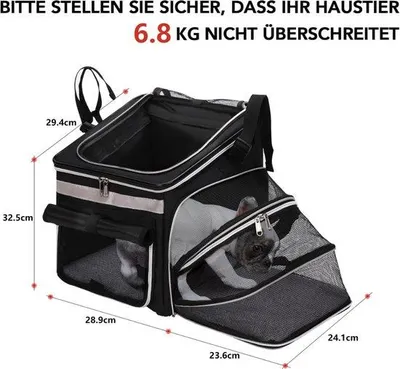 Produktbild von Elektrische Fahrradkorb für Hunde, schwarzes Kunststoff
