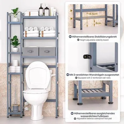 Immagine prodotto di Mobile portaoggetti per bagno, da appoggio, salvaspazio, 23x79x166 cm, bianco