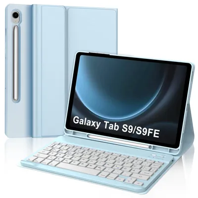 Produktbild von Tastatur für Galaxy Tab S9FE S10FE Hülle Tastatur Galaxy Tab S9 FE S10FE Magnetisch Abnehmbarer mit QWERTZ Keyboard für S10FE S9FE S9 2025 Blau