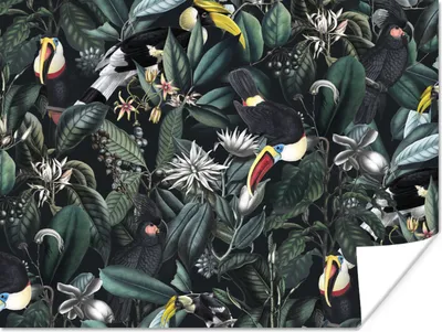 Produktbild von MuchoWow® Poster Blumen - Tukan - Blätter 160x120 cm - Foto Plakat