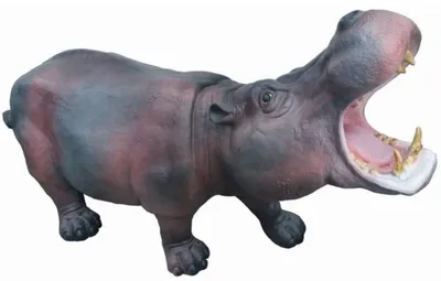 Produktbild von Casa Padrino XXL Deko Skulptur Nilpferd Grau / Rosa 110 cm - Garten Deko Figur