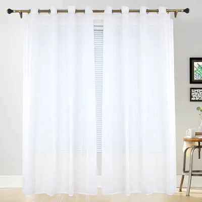Produktbild von CMYbabee 2er Set Sheer Voile Vorhänge mit Ösen Transparente Gardinen, aus Voile Polyester Ösenschal Transparent Wohnzimmer Luftig Dekoschal für Schlafzimmer 140 X 145 cm (B x H), Grommet Top, Weiß
