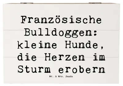 Produktbild von Mr. & Mrs. Panda Box Spruch Französische Bulldogge 22 x 15 cm - Weiß - Geschenk, Begleiter, Eigenschaften, Aufbewahrungsbox Holz, fotobox, Herz, Pflege, Hunderasse, Hund