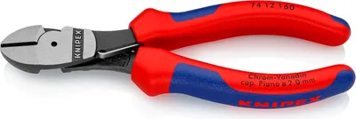 Produktbild von Knipex Kraftseitenschneider DIN ISO 5749 Länge 160mm mit Facette atramentiert 2K-Hüllen - 74 12 160 SB