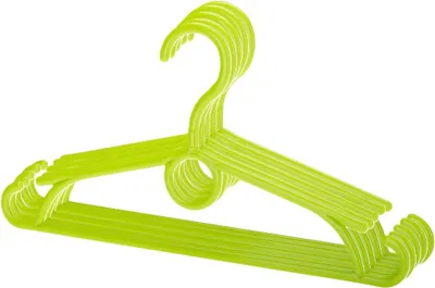 Image de Lot de 5 cintres pivotants LOGAN pour vêtements enfants avec barre transversale pour pantalons et jupes, vert citron