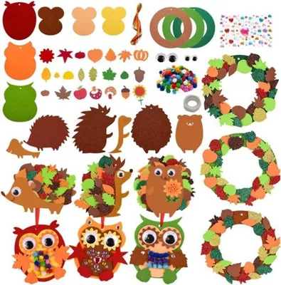 Produktbild von Famanu Bastelset Igel Herbstdekoration für Kinder mit Glitzersteinen - Kreativset