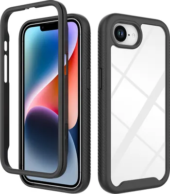 Produktbild von Hülle für iPhone 16e/iPhone 17e, Hybrid Transparente Rückseite TPU Bumper Stoßfest Schutzhülle Schwarz